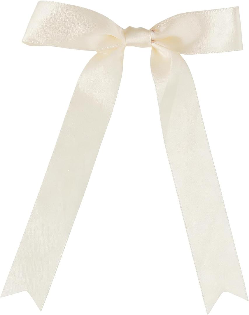 Meseey 30 Pcs Ivory Satin Bows 6 X 10 Inch Premade Bows with Twist Tie for Wedding Florist Decor, Cake Pops,Christmas Tree & Gift Wrapping(Ivory)