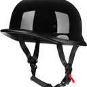Yesmotor Helmet Half Shell German Motorcycle Helmet with Cycling Glasses - DOT Approved (XX-Large, Light Black & Black)