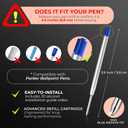 MESMOS 6 Pack 3.9 inch (9.8cm) Pen Refills Ballpoint Blue Ink, Compatible with Ballpoint Parker Pen, Replacement Ink Refills, 1.0mm Smooth Writing Medium Tip, Cartridge (Blue)