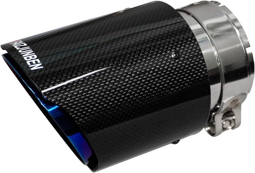 Carbon Fiber Exhaust Tips, 3 Inch Inlet, 4 Inch Outlet, Mirror Carbon Fiber Exhaust Tips, Stainless Steel Blue Carbon Fiber Car Exhaust Tips