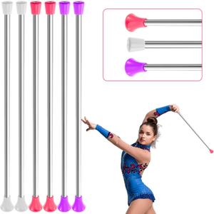 Sumind 6 Piece 21'' Twirling Batons Kids' Gymnastics Dance Batons for Girls, Artistic Dancing, Talent Shows & More, Pink, White, Purple