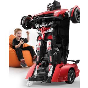 Veeniix V992 Transform Remote Control Car,Transform Robot RC Cars,1:14 Scale,2-in-1 Robot Toy Car with Sound & Light,Gesture Sensing,Automatic Deformation,Great Gifts Toys for Boys and Girls 4-6 (Red)