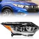 Right Headlight Fit for Honda HRV HR-V 2019 2020 2021 22 Halogen w/LED DRL | Headlamp Replacement Factory Style Black Housing Passenger Side