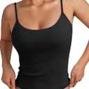 Trendy Queen Women's Spaghetti Strap Tank Top Summer Double Lined Workout Camisole Going Out Cute Tops Y2k Teen Girl Basic. Size M