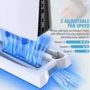 PS5/PS5 Slim/PS5 Pro Stand and Cooling Station with Dual Controller Charging Station for PlayStation 5 Console, PS5 Accessories Incl. Controller Charger, Cooling Fan, Headset Holder, 3 USB Hub, White