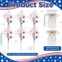 SiliFine 2 Sets Patriotic 4th of July Centerpieces for Tables Red White Blue 250th Anniversary Decor Memorial Day Flowers Include 11.81 Inch Artificial Berry Stem Stars Picks and Vase for Home Office