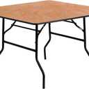 Flash Furniture Gerry 48" Square All-Occasion Wood Folding Event Table, Foldable Square Portable Banquet Table with Wooden Top, Natural