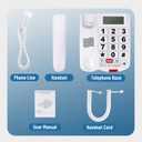 Big Button Phone for Seniors, Uvital Corded Landline Phone with Caller ID, 2 One-Touch Buttons and SOS Emergency Button, Hands-Free, Loud Ringer, Senior Landline Phones for Home/Office/Hotel, White
