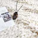 Maetoow Chenille Chunky Knit Blanket Throw 8286 Inch, Handmade Warm & Cozy Blanket Couch, Bed, Home Decor, Soft Breathable Fleece Banket, Christmas Thick and Giant Yarn Throws, Cream, 82''x86''