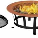 Fire Pits for Outside Wood Burning 30" Outdoor Fire Pit with Copper-Tone Steel Bowl, Mesh Cover, 22.5" Cooking Grate & Poker Heavy-Duty Patio or Backyard Fire Bowl Copper and Black