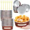 gisgfim 24 Set Football Party Supplies 18.6oz Snack Bowls Disposable Ice Cream Cups Football Game Paper Serving Bowls and Forks Tableware Kit for Sport Events Birthday Dinner Party Decorations