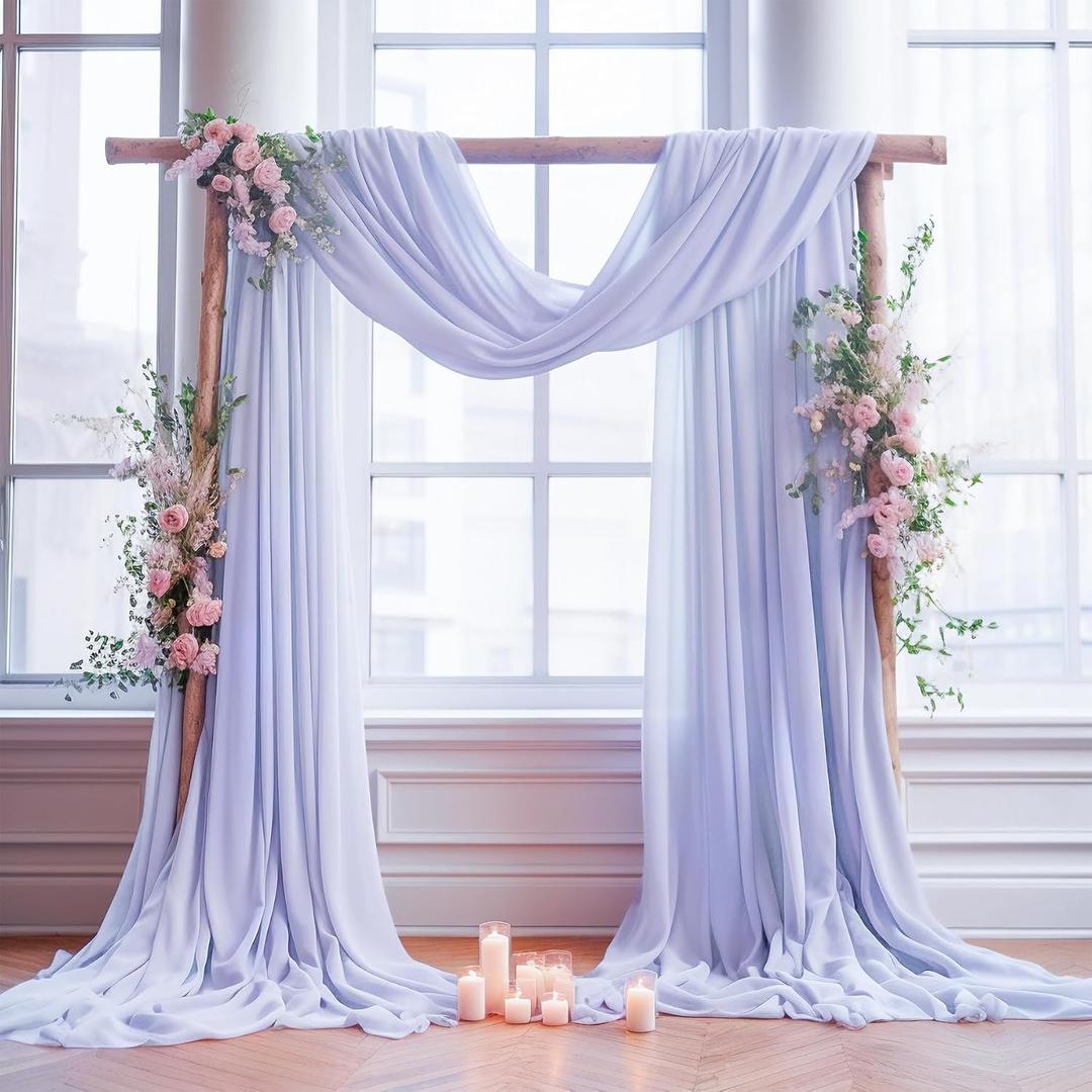 Wedding Arch Draping Fabric, 1 Panel 18FT Purple Sheer Backdrop Curtain Chiffon Fabric Drapery Voile Scarf Draping Panels for Wedding Archway Ceremony Curtain Valance Party Decoration