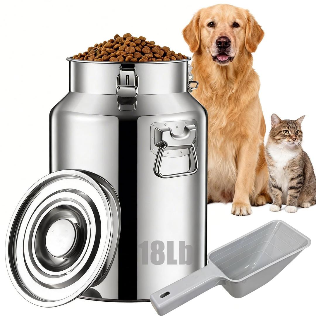 YinCukiEle 15 Lbs Stainless Steel Dog Food Storage Container with Scoop