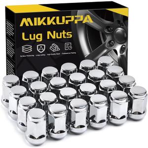 MIKKUPPA 24PCS M12x1.5 Lug Nuts - 3/4" Hex 1.38" Tall, Replacement for 1995-2015 Toyota Tacoma 4WD, 2016-2021 Tacoma Aftermarket Wheel Chrome Acorn Closed End Solid Lug Nuts (Silver)