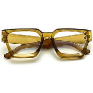 AIEYEZO Square Thick Frame Glasses for Women Men Fashion Blue Light Glasses Trendy Chic Computer Eyeglasses (Olive Green)