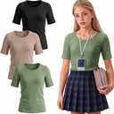 3 Pack Girls Ribbed T-Shirts | Short Sleeve, Crewneck, Slim Fit, Stretchy, Soft, Athletic, Basic Tees, Summer, Kids 5-14 Years