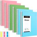 AHGXG Spiral Notebook 6 Pack - A5 Small Spiral Notebooks for Work, 5.7" x 8.22", 100GSM Thick College Ruled Paper, 160 Pages Spiral Journals for Women Men School Supplies, Pink Green Blue