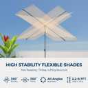 HOMSHADE 6x4ft Outdoor Balcony Umbrella - Flat Porch Pool Patio Umbrella Rectangular Canopy Shade UPF50+ UV Protection 360 Rotating & Tilting All Angles Applicable (Beige, No Base)