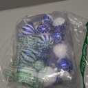 48PCS Royal Blue & Silver Christmas Ball Ornaments for Jewish Hanukkah Decorations 10 Styles Xmas Baubles Ornaments Christmas Tree Hanging Ball