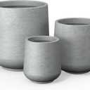 Kante 15.3"+11.6"+8.2" Dia Round Concrete Planter, Large Outdoor Indoor Planter Pots Containers with Drainage Holes and Rubber Plug for Home Garden Patio, Gray Concrete