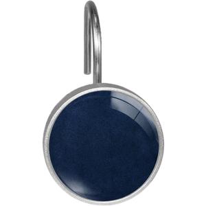 Navy Blue Shower Curtain Hooks Set of 12 Rustproof Metal Decorative Shower Hooks for Curtains Rods Solid Color Shower Curtain Rings for Bathroom Living Room Bedroom (1.45x1.45x1.1 Inches)