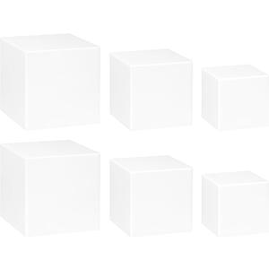 Red Co. Set of 2 Glossy White Acrylic Cube Display Nesting Riser Stands with Hollow Bottoms - 3-Pack