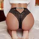 Avidlove Women Sexy Panties Lace Cheeky Panty Rhinestone Bikini Underwear 1-4 Pack (Black, XL)