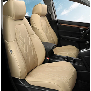 FREESOO CRV Seat Covers Full Set, for Honda CRV LX EX EX-L Sport Touring Hybrid 2017 2018 2019 2020 2021 2022, Custom Fit Seat Covers, Waterproof Leather Car Seat Covers, Beige