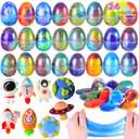 JOYIN 24 Pcs Galaxy Slime Eggs, Prefilled Easter Egg with Putty Slime and Toys for Kids Easter Party Favors, Stress Relief Slime for Basket Stuffer, Eggs Hunt