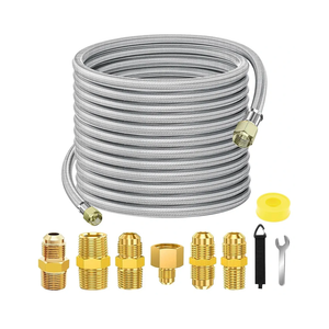 48 FT Propane Hose Extension-High Pressure Braided Gas Line Hose Propane Conversion Kit for BBQ Grill, Fire Pit, Heater (48FT)