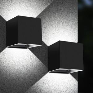 ledmo LED Up and Down Outdoor Wall Lights 20W Anti-Rust Adjustable Modern Wall Sconces Exterior Light Fixture Waterproof 6000K Black Porch Lighting for Patio Yard Garage Wall Mount Lighting 2 Pack