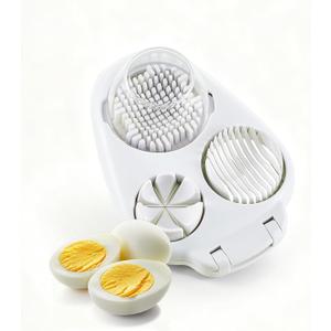 3-In-1 Egg Slicer for Hard Boiled Eggs - Stainless Steel Multipurpose Egg Cutter, Ideal Three Way Egg Slicer & Kitchen Chopper Tool for Strawberry, Mushroom, Grape, Tomato