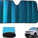 Car Windshield Sunshade-Thicken 5-Layer Bubble Block Heat and Sun UV Rays,Front Windshield Sun Shade,Sun Visor for Car- Keeps Your Vehicle Cool - 58 x 27.5 Inch (Blue)