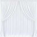 White Backdrop Curtains 4 Panels, 10 Feet Wrinkle-Free Polyester Photography Backdrop Drapes for Wedding Baby Shower Party Background Backdrop Stand- 16 X10FT (White)