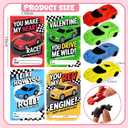 2 x 24pcs Valentines Day Cards for Kids School with Car Erasers,Valentines Day Gifts School Exchange for Kids Boys Girls Classroom Prizes Party Favors Toys