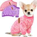 2 Pcs Dog Sweaters for Small Dogs Girl Boy Winter Fleece Clothes Warm Soft Dog Sweatshirt Outfit for Dogs Cats Pet Apparel (S (Back: 11.8", Chest: 15.7", 5.5-10 lbs), Pink+Purple)