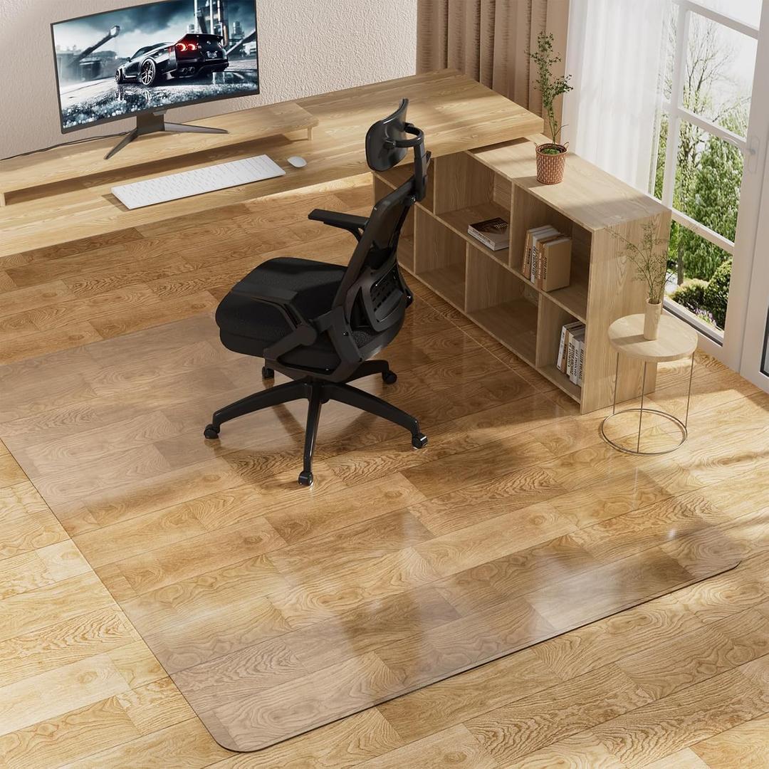 Clear Office Chair Mat for Hard Floors, Plastic Floor Protector for Chairs 48 x 60 Inch Transparent Under Desk Mat for Rolling Desk & Computer Chairs, Protects Hardwood, Wood and Tile Floors 