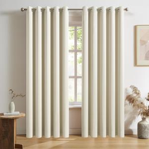 DUALIFE 90 Inch Curtains Cream Beige, Vertical Window Drapes for Bedroom, 60 Inch Wide Room Darkening Curtains for Living Room,Grommet Top 60x90 Inches Long, 2 Panels (60"W x 90"L (Pack of 2), Buttercream)