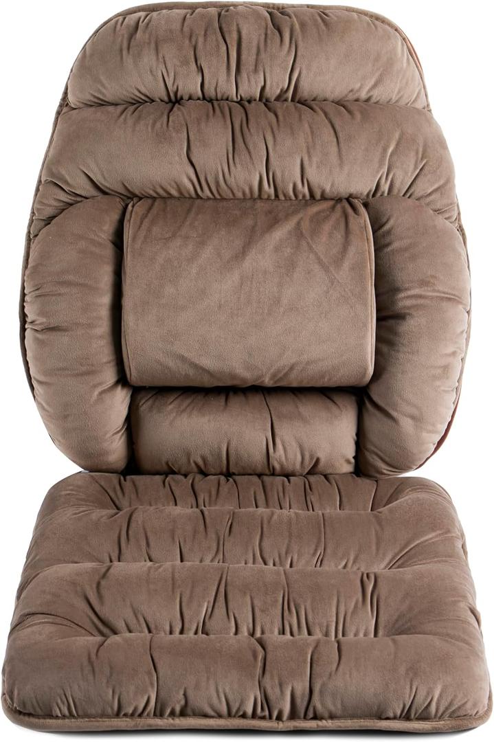 ALIBO Large Size Office Desk Chair Recliner Orthopedic Low Back Pain Relief Lumbar Pillow Nonslip Office Chair Velvet Backrest Supports and Butt Sitting Cushion Set with Adjustable Straps
