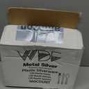 WDF 360 Pieces Silver Plastic Silverware- Disposable Flatware - Heavyweight Plastic Cutlery- Includes 120 Forks, 120 Spoons, 120 Knives for Christmas