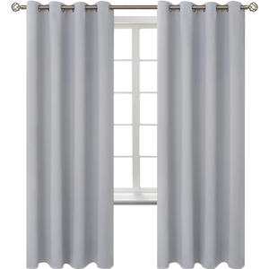 BGment Room Darkening Curtains 72 Inches Long - Grommet Thermal Insulated Drapes Window Treatment Curtains for Bedroom, 2 Panels, 52 x 72 Inch, Light Grey
