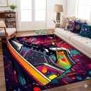Sneakers AreaRug - 5' x 7' Basketball Shoes Rug Colorful Sport Shoes Carpet Modern Popular Floor Mat for Bedroom Livingroom Playroom Home Decor Mat