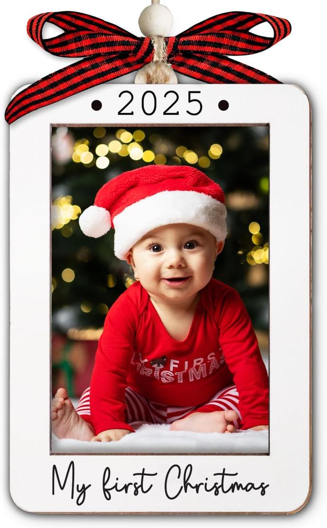 Baby's First Christmas Ornament 2025 Girl And Boy - Mini Portrait Picture Frame Ornaments For Tree - My First Christmas Ornament - Photo Frame Ornaments - Baby's First Christmas Gifts 2025