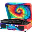 Victrola Journey Bluetooth Portable Suitcase Record Player  with Built-in Speakers, 3 Speed Vinyl Record Player, RCA Out, Headphone Jack (Tie Dye)