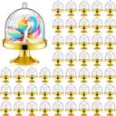 Tessco 48 Pieces Mini Plastic Cupcake Stand with Dome Cover Chocolate Candy Round Mini Cake Holder with Lid Dessert Display Holder Candy Box for Dessert(Gold)