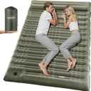 Elegear Double Sleeping Pad for Camping, 4.7" Ultra-Thick Camping Sleeping Pad 2 Person with Pillow Built-in Foot Pump, Portable Camping Sleeping Mat for Backpacking Hiking Tent (Army Green Full)