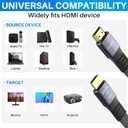 Flat HDMI Cable 25 Feet, 4K HDMI High Speed Braided Cord, Pure Copper, Supports 4K@60Hz 2160p 1080p HDR HDCP 2.2 ARC Full 3D (with 25 Ties and 2 HDMI Adapters)- 25FT