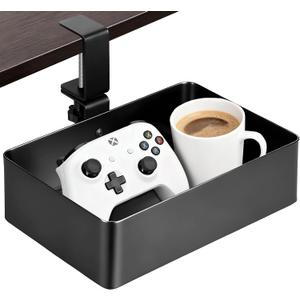 MYITYARD Under Desk Organizer, 360 Rotating Desk Cup Holder Clamp, Clamp on Drawer Under Desk Storage Organizer with Game Console, Phone, Cable Management for Office and Home (Rectangular)
