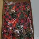 Syhood 6 Pcs Christmas Bows with Pine Cones Pine Needles Xmas Velvet Bows Black and Red Ribbon Christmas Tree Wreath Decoration for Xmas Parties Indoor Outdoor Crafts DIY Decor