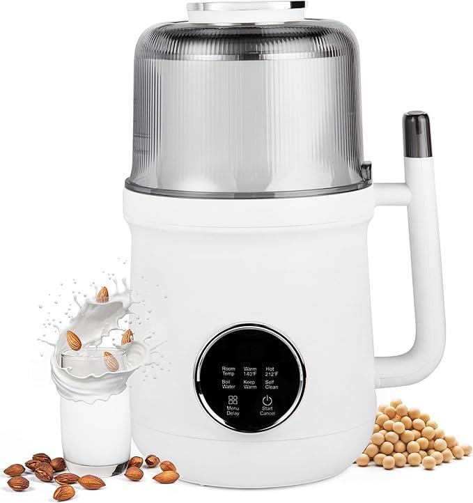 Nut Milk Maker 32oz – Mini Plant Based 7-in-1 Homemade Milk Maker Machine – Multi-Functional Automatic Soy Milk Maker – Almond, Cashew, Soy, Oat, & Juice – Boil Water/Delay Start/Self-Clean